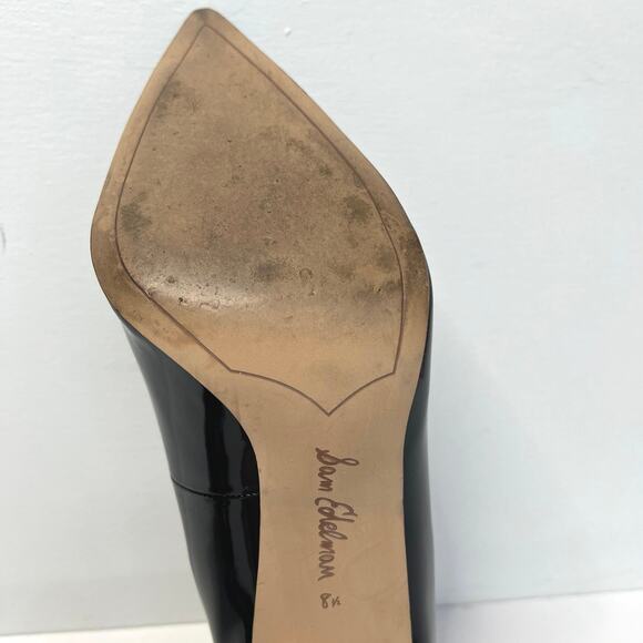 Sam Edleman 8.5 Dea Pointed Toe Black Patent Leather Pump Stiletto High Heels - Picture 4 of 9